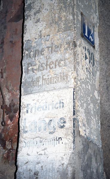 Meißen, Rosengasse 12, 1.12.1996 (2).jpg - Tapezierer u. Polsterer Rudolf Fränzschky. Friedrich Lange, Schlossermstr.